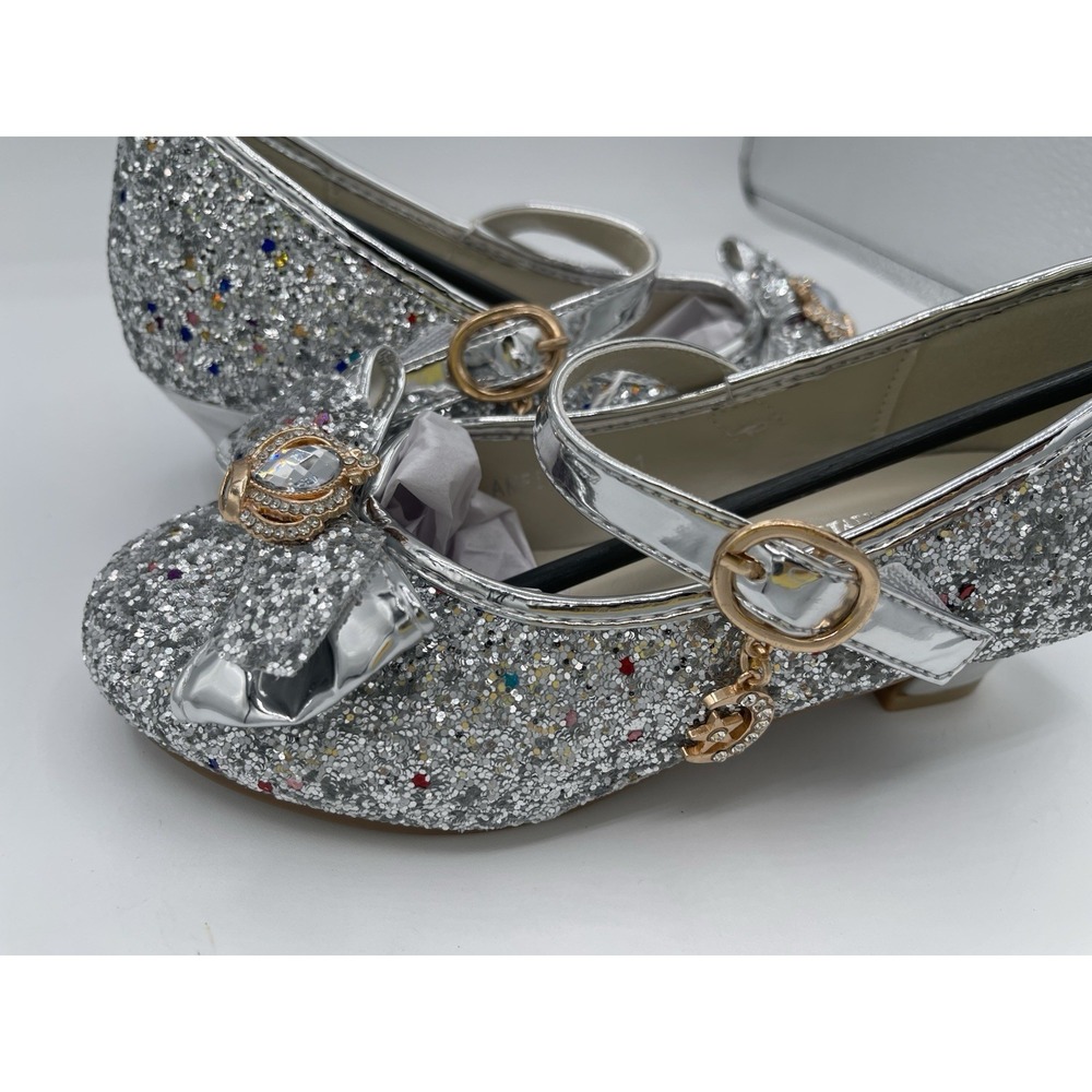 Little Kid Girl Glitter Princess Low Heel Fancy Party Dress Up Shoes Size 10 - Picture 7 of 9